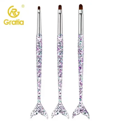 Wholesale Mermaid Nail Art Brush Gradient Red Pen Stripe Fish Flower Painting Drawing Tool PVC Nylon Bags OEM ODM Plastic+nylon