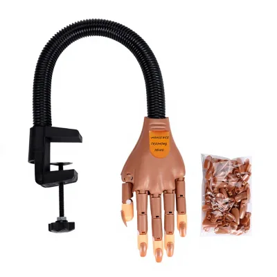 Plastic Nail-Art Practice Robotic Hand Model-Movable Bendable Lockable Prosthetic Hand with Various Nail-Tip Styles
