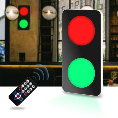 Remote Control LED Traffic Light Wall Decor Lamp USB Rechargeable Stoplight Night Light for Bedroom Bar Game Room