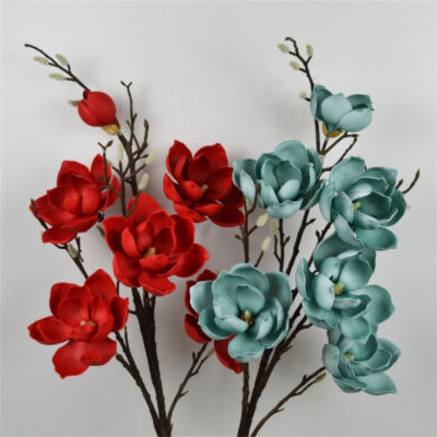 Factory Wholesale 3D 6 Heads Artificial Magnolia Real Touch Artificial Magnolia