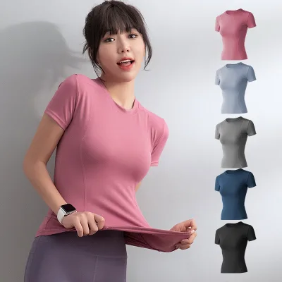 2025 Women Fitness Short Sleeve Sports t Shirt Custom Gym Wear Adult Breathable Training Yoga T-shirts