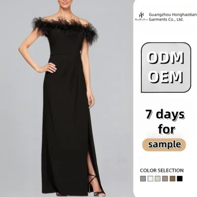 ODM Custom Sexy Mermaid Wedding Dresses Strapless Feather Split Dress Beach Woman Evening Prom Gowns
