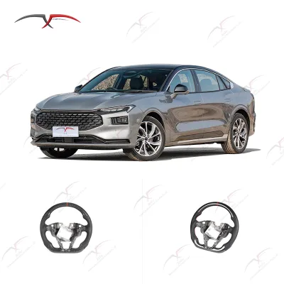 Carbon Fiber Perforated Leather Customization Sports Flat Bottom Steering Wheel for Ford Mondeo