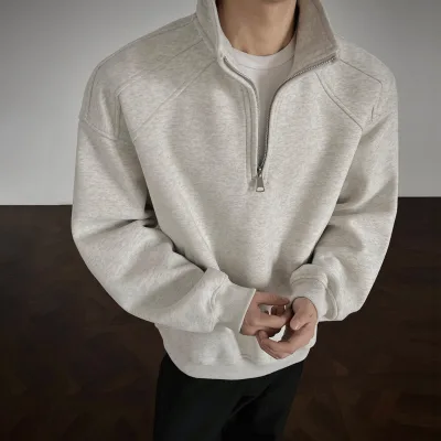 Custom Unisex Oversized Quarter Zip Hoodie Casual ODM Polyester/Cotton Streetwear Apparel
