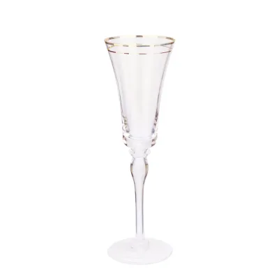 Custom Double Gold Rimmed Crystal Champagne Flute Glass