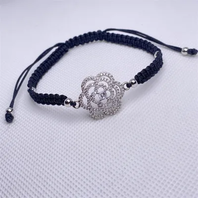 24 k Gold Plated Handmade Love Flower Boy and Girls Charm Bracelet Red Rope Thread String Adjustable Bracelets for Couples