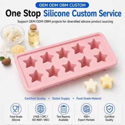 Star Solid Body Butter Mold Flexible Silicone 10 Cavities for Lotion Massage Bars and Cosmetic Brand Supply