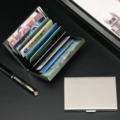 RFID Credit 6 Card Holder Protector Stainless Steel Credit Card Wallet Slim RFID Metal Credit Card Case for Women or Men