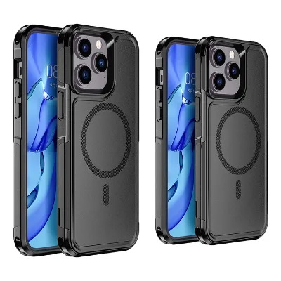 Shock Proof for Iphone 15 15 Pro Max 14 13 16 Strong Magnetic Latest Black Hybrid Wireless Charging Phone Case for iPhone 15 Pro