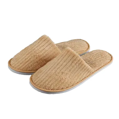 Hotel Disposable Slippers Coral Fleece Non slip Guest Slippers Portable Indoor House Slippers