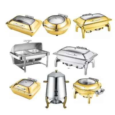 Catering Equipment Aluminum Indian Brass Small Large Buffet-set Chauffe-plats Rose Gold Restaurant Chafing Dish Wire Rack Trays