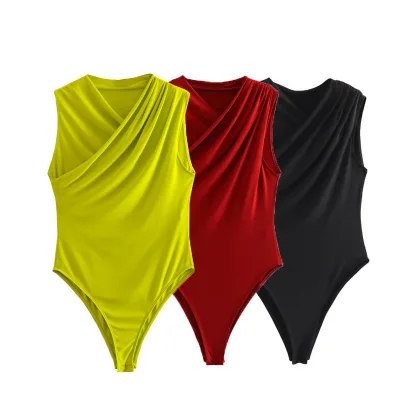 Wholesale Sexy Ladies Sleeveless V Neck Bodysuits Tops for Woman