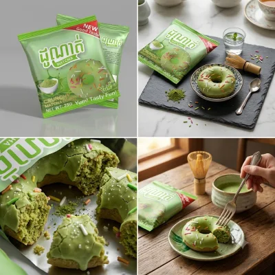 Matcha Flavor Donut Wholesale Delicious Sweet Donut OEM Custom Available for Snack & Dessert