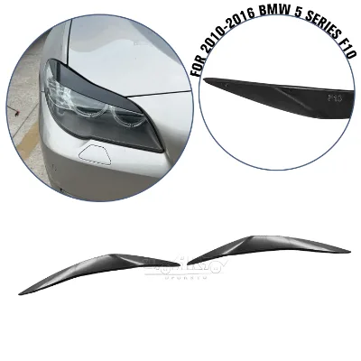 Auto HeadLight Brow Trim Carbon Fiber Look Front Light Eyebrow Plastic Front Lamp Brow for BMW 5 Series F10 2010 - 2016