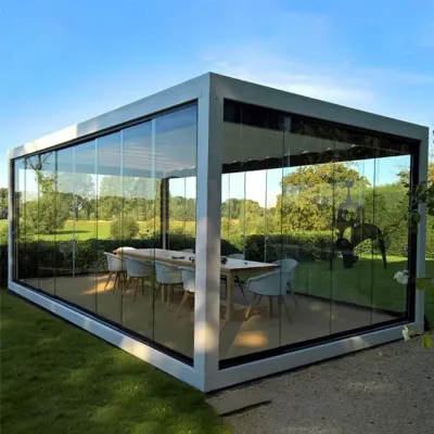 Quality Factory Powder Coated Aluminum Adjustable Roof Garden Buildings Pavilion Canopy Pergola Waterproof Balcony All-weather