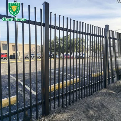 Steel Yard Garden Fence Modern Zinc Steel Metal Picket Black Galvanized 6x8 Security Wrought Iron Flat Top Easily Assembled