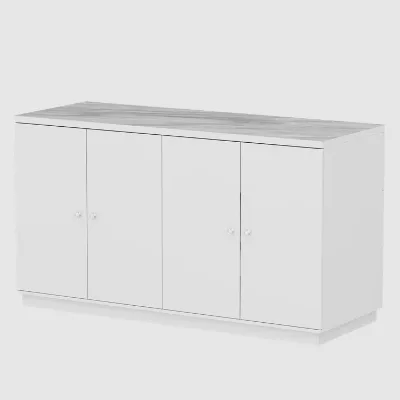 63" W Double Side Kitchen Island with Marble Countertop Well-Designed and Versatile Kitchen Storage Carts