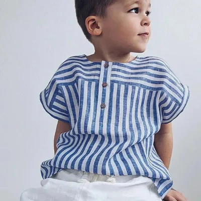 New Arrivals Children's summer vest vintage style wash bamboo knot cotton fabric children's