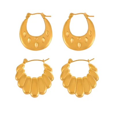 Retro Earrings Fashion Simple Geometric Light Design Sense Stainless Steel Gold-plated U-shaped Earrings