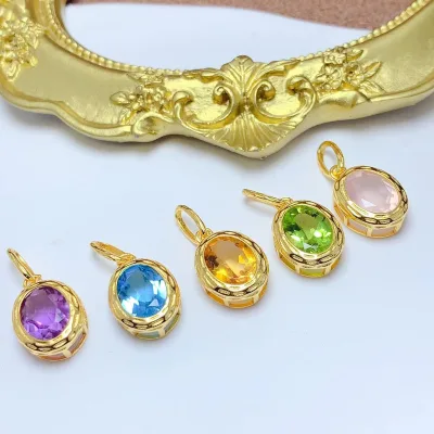 Hot Sale 925 Silver Natural Gemstone 8mm*10mm Oval Cut Crystal Stone Jewelry Pendant Plain Necklace Chains
