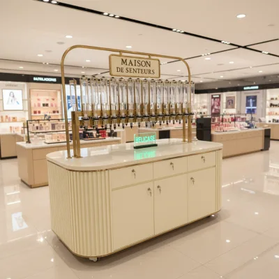 Island Cabinet Perfume bar Boutique Durable High End Furniture Custom Cosmetic Products Display Stand Perfume Dispenser Kiosk