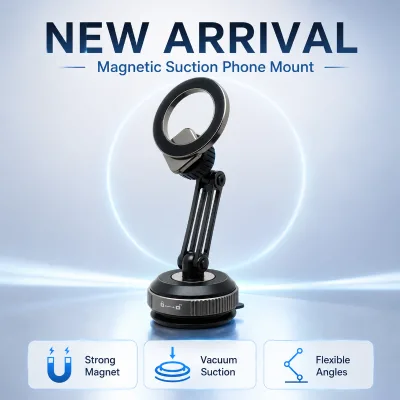 Cross-Border Special Magnetic Car Phone Mount, Vacuum Suction Foldable Arm MagSafe Holder Bulk Supply for E-Commerce Sellers