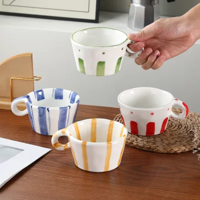 Eastern Rock Minimalist Irregular Shape Underglaze Colored Ceramic Coffee Mug High-quality Decorative Patterns Suitable for