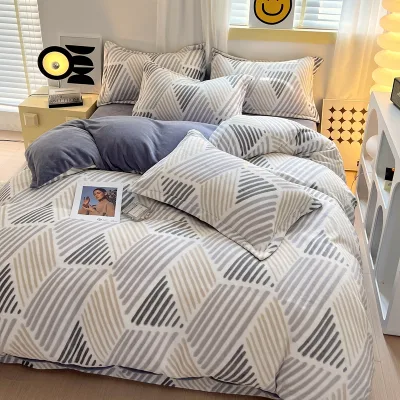Outstanding Quality Thickened Four Piece Set Soft Queen Size Hand Feel Bedding Set for Sale