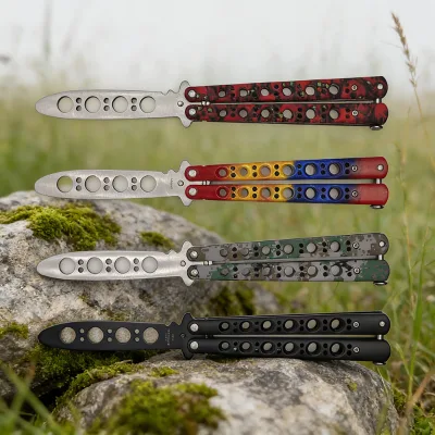 Hot Sales Steel Wholesale  Unsharpened Folding Training Knife Multifunctional Outdoor Folding Metal Sports Training Knife