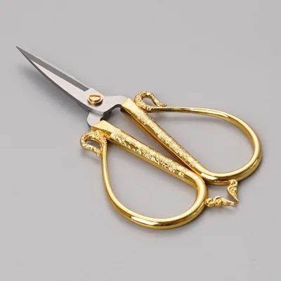 Retro New Chinoiserie Stainless Steel Kitchen Scissors Household Tailor Cutting Cloth Thread Scissors Plum Orchid Bamboo