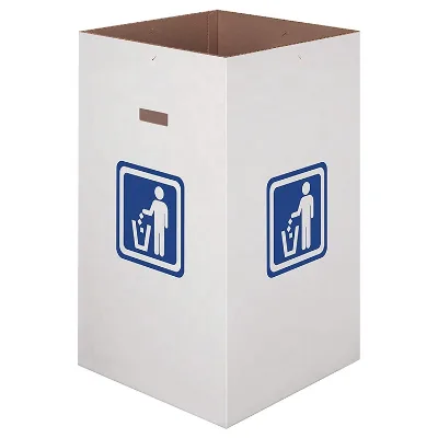 Rrecycling Square Containers Trash Cans Storage Paper Garbage Bins Corrugated Cardboard Trash Boxes with Waste Logo for Outdoor