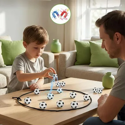 Magnetics Soccer Game with String & 20 Football-Shaped Stones for Kids & Adults Magnets Puzzle Strategy Games for Family Game