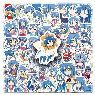 50PCS Anime Girl Stickers - Lucky Star Theme for Scrapbooking and Deco