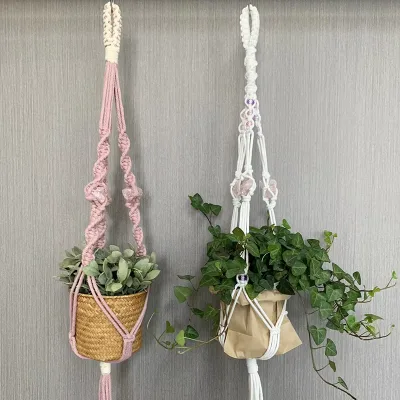 Bohemian Custom Color Macrame Wall Hanging Plant Flower Pot Holder Hanger Home Decor Wholesale Handmade Artwork Garden EH2504070