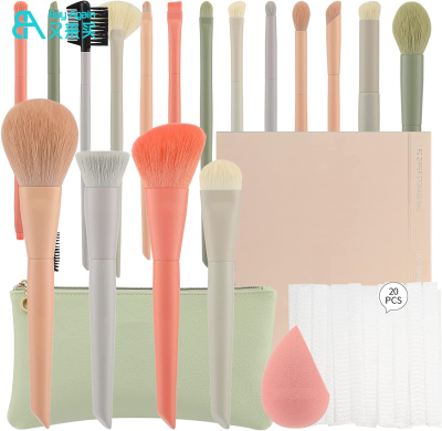 Abroad Shopping Sites Wholesale Makeup Tools Gift 17pcs Colorful Multi Color Soft Grey Green Pink Makeup Make up Brushes Set Box