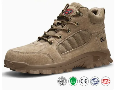 New High-top Fashion Boots Quality Safety Shoes for Heavy Industry Steel Toe Anti-smashing Anti-puncture Pig Skin 37-46 Factory