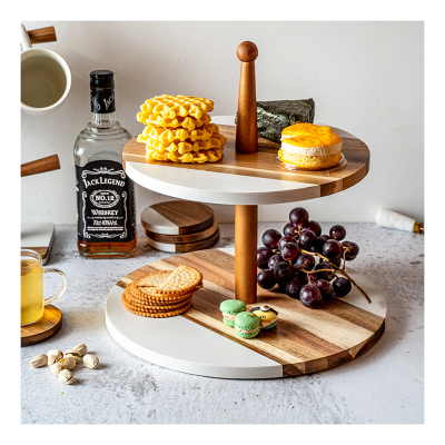 Luxury Handmade Cake Stand Decoration Birthday Dessert Display Shelf Marble Wooden Cake Plates Dishes for Wedding