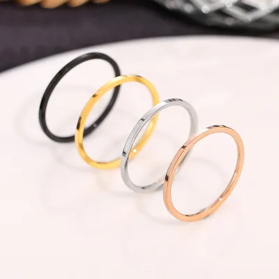 Minimalist Vintage Stainless Steel Ring Unisex Simple Design Plain Tail Mirror Polished Princess Cut for Valentine's Day Jewelry