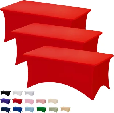 2 Pack 8ft Stretch Spandex Solid Color Rectangular Tight Fitted Washable Wrinkle Resistant Customized Size Custom Tablecloth