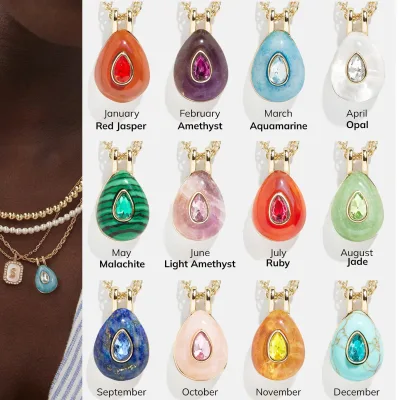 2025 European and American New Twelve Birthstone Necklace 12 Birthstone Necklace Colorful Daily Versatile Zircon Jewelry