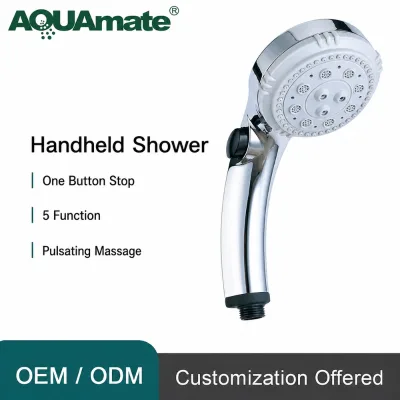 OEM/ODM Customization Offered ABS 5 Function Hand Shower One Key Stop Water Shower Head With Switch Water Saving