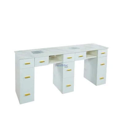 2023 Healthtec Light Luxury Double Storage Manicure Salon Table Modern Manicure Table With Drawer for Beauty Shop