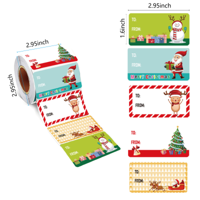 Christmas Santa Wrapping Paper Stickers Cartoon Vinyl Name Tags UV Festive Holiday Decor for Personalized Christmas Gifts