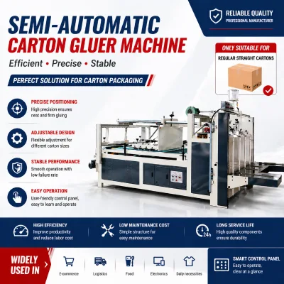 BZD 2800mm Wide Sheet Semi Automatic Box Gluer with Horizontal Automatic Output System Horizontal Output Folder Gluer