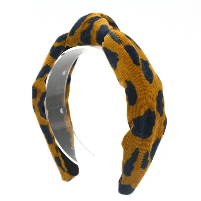 New Style Retro Wide Cross Hairband Leopard Print Hair Band Snakeskin Wholesale Headbands for Ladies