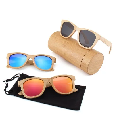 ECO Friendly Bamboo Sunglasses Custom logo Laser Polarized Shades Sun Glasses Bamboo Wooden Sunglasses Unisex