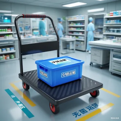 Plastic Silent Pulling Flatbed Truck Four-wheel Pushing Flatbed Trolley Lightweight Folding Warehouse Truck