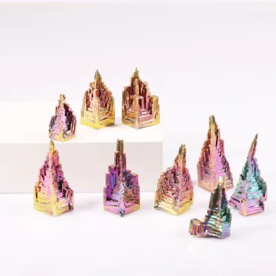 Natural Crystal Quartz Healing Stone Rare Rainbow Titanium Bismuth Specimen Polished Feng Shui Mineral Gem Craft Home Decoration