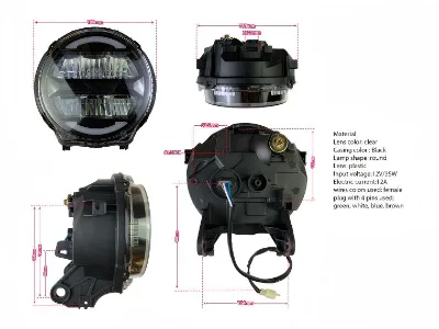 Junak 907 Motorcycle Spare Parts 12V 35W LED Front Headlamp Round LED Motorcycle Headlight Assembly