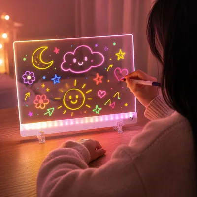 Reusable Writing Board Wholesale Clear ACrylic Dry Erase Board with Light / LED Note Boar Transparent Acrylic Memo Boards: